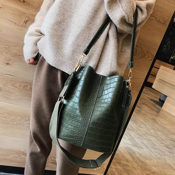 

fashion bucket bag stone pattern shoulder crossbody bags for women 2020 chic pu leather handbags female pure zipper purses