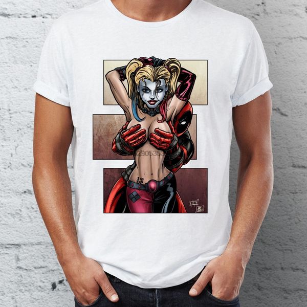 

deadpool and harleyt quinn men t shirt badass funny cross over tee short sleeve tee shirt wholesale