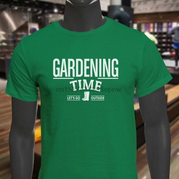 

gardening time go outside plants flowers veggies mens green t-shirt