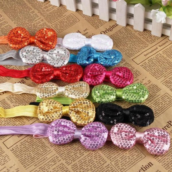 

hair accessories 12 colors infant baby headbands bow adjustable band, Slivery;white