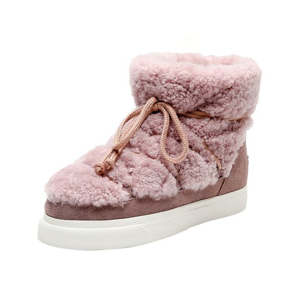 

bottes femme ankle boots female big size snow boots sweet lambswool cow suede keep warm casual shoes women's snow mujer, Black