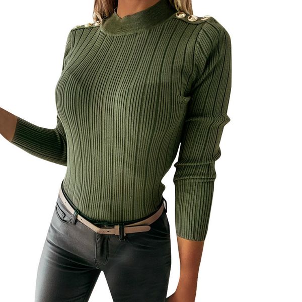 

casual 2020 autumn knitted sweaters women bodycon ribbed button shoulder pullovers ladies white warm winter sweater g1957, White;black
