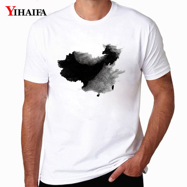 

yihaifa casual mens t-shirt black ink map graphics tees short sleeve casual harajuku streetwear t shirts men clothing