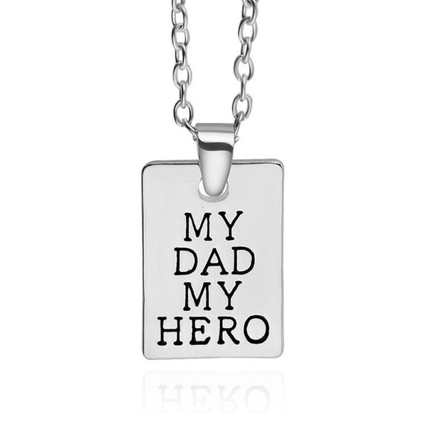

my dad my hero fashion charm pendant necklace father day letters jewelry zinc alloy love men cool gift party wholesale khn73, Red;brown