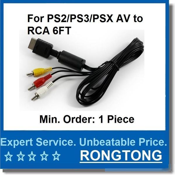 

av cable audio video cable cord for ps1 ps2 ps3 system 6 feet game cable av to rca cables 1.8m black