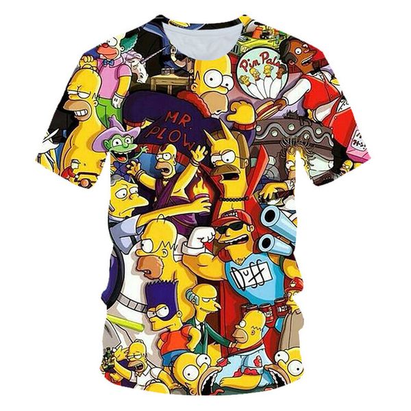 

simpson animation with round collar and in 3d print shirts humor comics harajuku men clothing