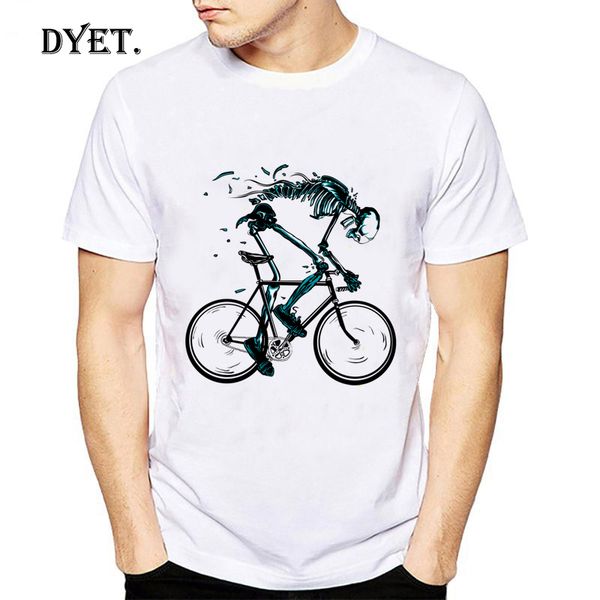 

t shirt men new worn out bikes tshirt funny skeleton bicycle design short sleeve o-neck tshirts fashion skull male hipster