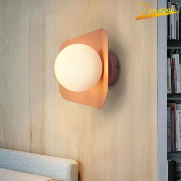 

modern minimalist glass ball wall lamp nordic led macaron wall light interior lighting loft bedroom bathroom aisle lamps