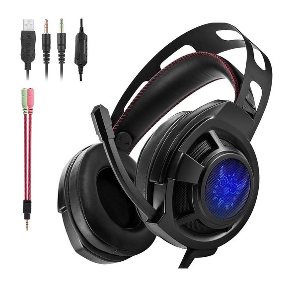 

m190 wired headset computer game headset line control wheat belt rear mobile phone ps4 headset inline usb game earphones with rgb lights