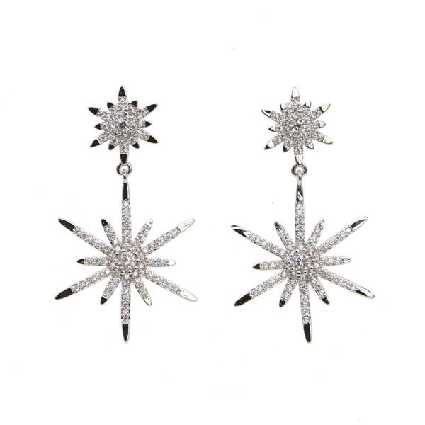 

2020 new fashion zircon crystal gold color stars stud earring cute christmas snowflake earrings fine jewelry for women, Golden;silver