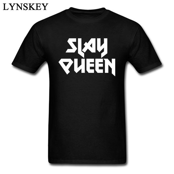

metal slay queen stylish men's letter print t shirts & tees cotton fabric unfading black tshirt