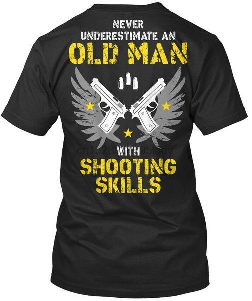 

old man with shooting skills - never underestimate an premium tee t-shirt
