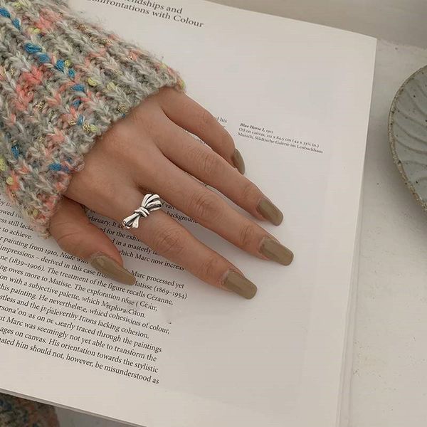 

new fashion bow-knot thai silver color ring vintage open size finger rings for women fashion accessories s-r591, Golden;silver