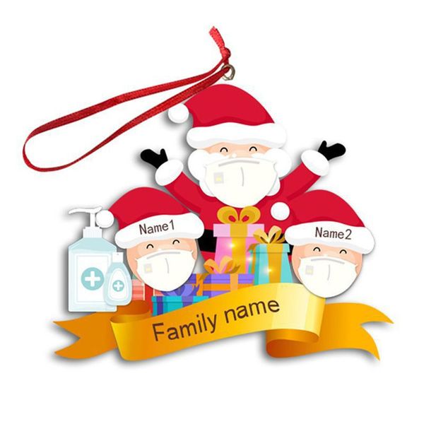 

family face mask of 3 4 5 6 christmas ornament personalized pandemic xmas tree snowman hanging pendents party supplies accessory f91602