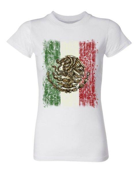 

mexican flag distressed women's t-shirt patriotic tee