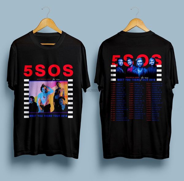 

new 5 seconds of summer 5sos meet you there tour dates 2020 t-shirt size s-3xl men t shirt 2020 summer 100% cotton