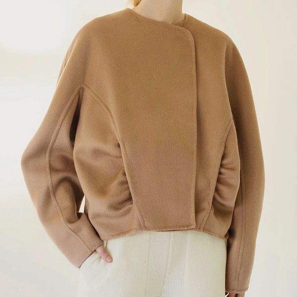 

new wool blend coat women long sleeve o neck woolen jacket female fashion autumn winter tweed coat outerwear jackets, Black