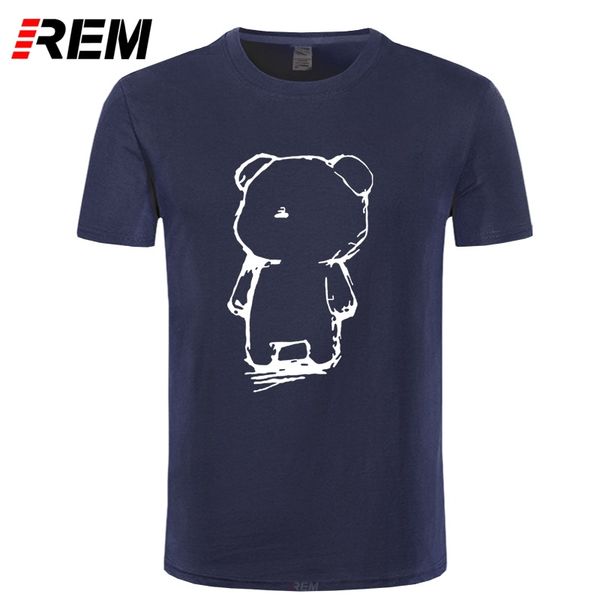 

rem summer mens anime bear t-shirt streetwear t shirt printed breathable loose cotton men o-neck tshirt