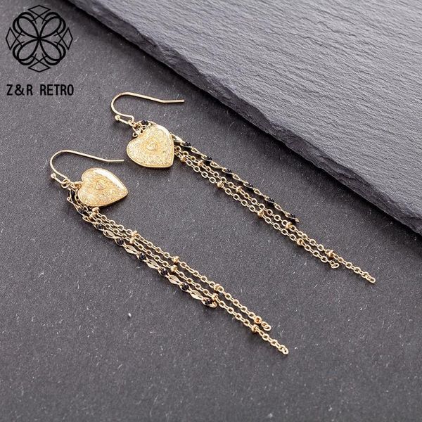 

dangle & chandelier vintage long hanging earrings lovely gold heart jewelry for women pendientes 2021 female ear suspension decoration acces, Silver