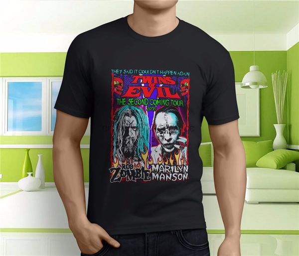

новый роб зомби marilyn manson twins of evil black mens t-shirt размер s-3xl тавра tee shirt