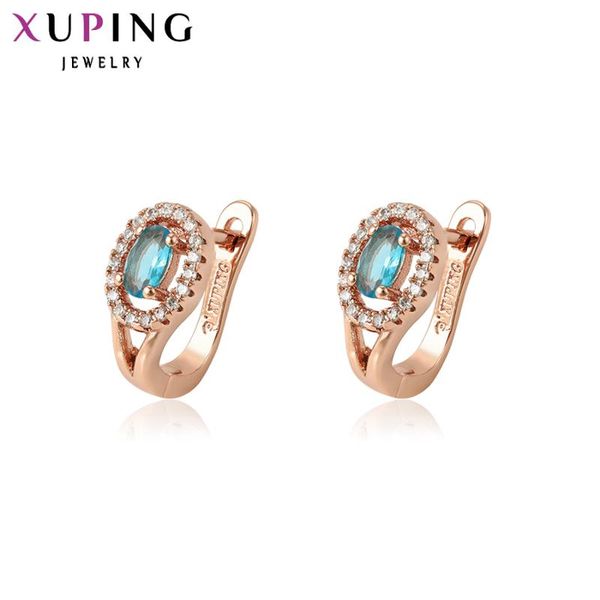 

11.11 deals xuping earrings new design luxury synthetic cz hoop statement jewelry wholesale for women christmas s48-91973, Golden;silver