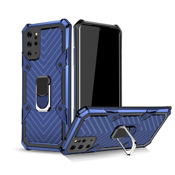 

military grade shockproof phone case for samsung s20 plus magnetic 360 metal kickstand ring car magnetic anti-fall phone cover