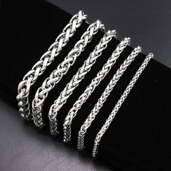 

link, chain diylocket bracelet men stainless steel silver color curb cuban handcuffs bracelets mens jewerly 3/4/5/6/7/8mm, Black