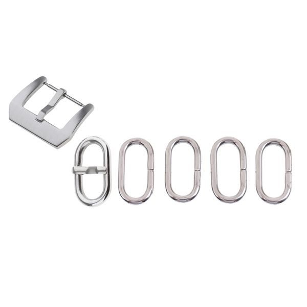 

18 mm stainless steel strap band buckle watch accessory silver, Black;brown