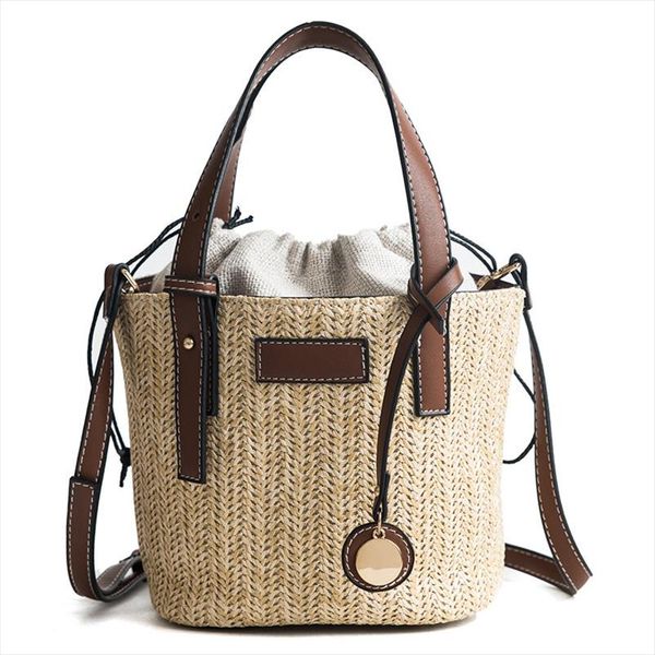 

2020 new fashion straw bag handbags women summer rattan bag handmade woven beach bohemia knitted big shoulder bag tote bolso