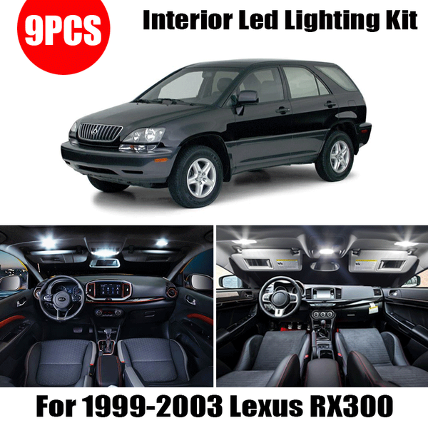 

9pcs white canbus led bulbs interior dome trunk door light kit for 1999-2001 2002 2003 rx300 license plate lamp