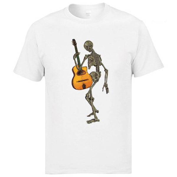 

cotton breathable tshirts for men skeleton with gypsy jazz guitar music t-shirts 2019 brand new fashion street t shirt art