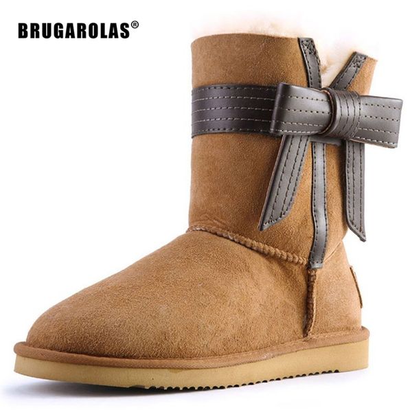 

2020 new arrive sheepskin genuine leather short boots women australia classic non-slip rubber outdoor snow boots big size 44, Black