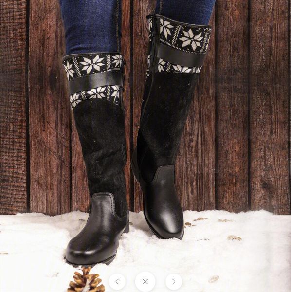 

women winter women ladies fashion casual knotted knee-high riding tall boots artificial leather sweater knit cuff boots, Black