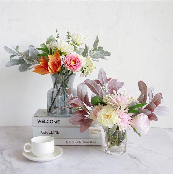 

simulation decorative flowers plant rabbit ear leaf wedding decoration artificial flower bouquet