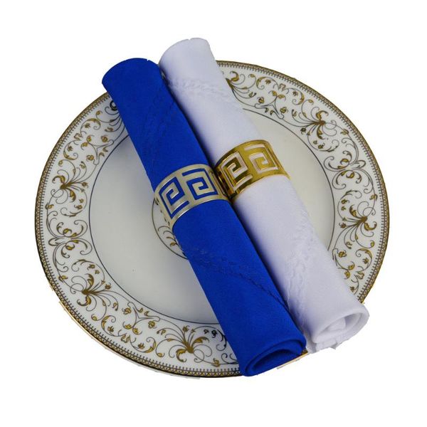 

table napkin 6pcs/lot royal blue/white el decoration 19" square folding cloth party plain household serviette washable