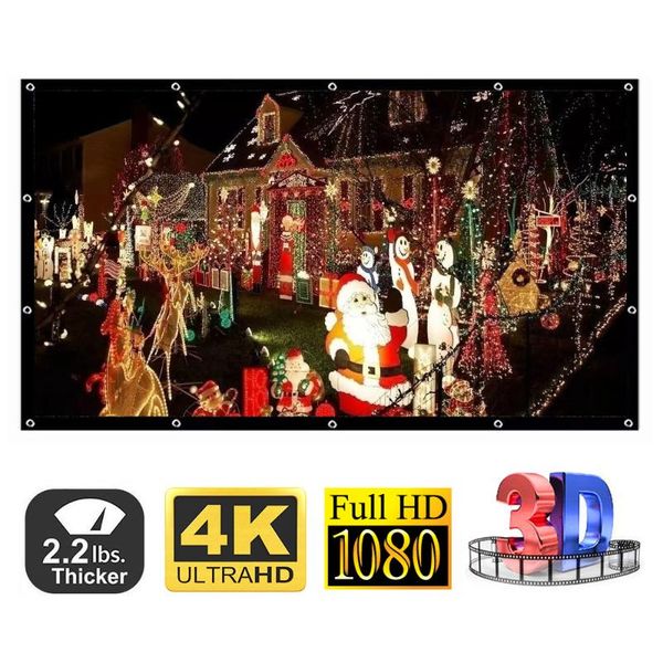 

willkey 100/120 inch 16:9 projector screen polyester portable front/rear non-crease foldable design home projection screen cloth