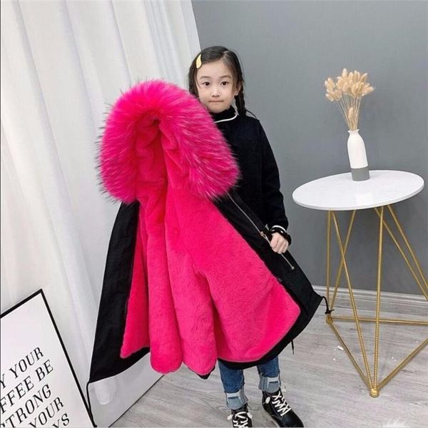

2020 winter children girls boys faux rex fur coats kids detachable liner and imitation fur collar hooded jackets k24, Blue;gray