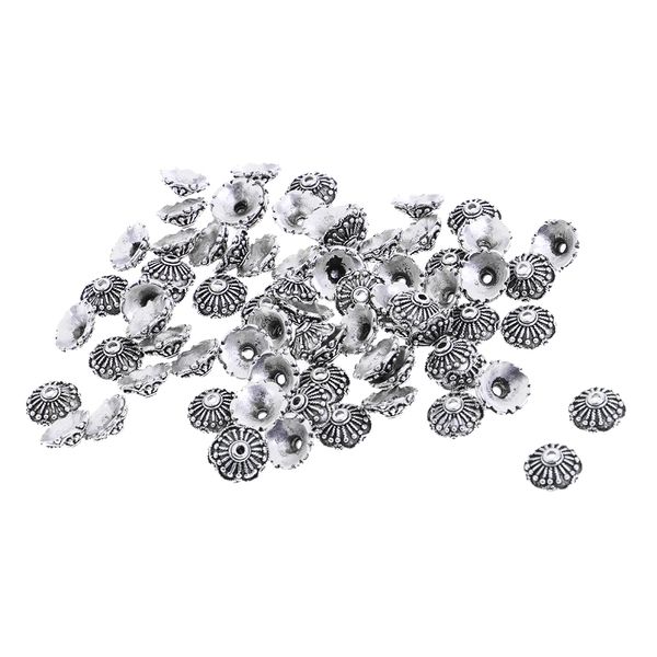 

70pcs tibetan silver plated flower bead caps jewelry findings making cap 5mm