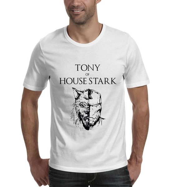 

tony of house stark iron man dire wolf games of thrones white t-shirt new fashion men hip hop 3d print novelty t shirts