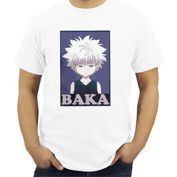 

hunter x hunter t shirts killua zoldyck baka classic comic o-neck short sleeves classic fit t-shirts soft tees mens streetwear