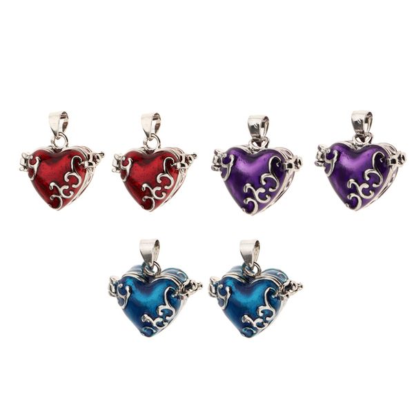 

6 pieces cute mini enamel heart pendant cremation ashes holder keepsake urn purple/red/blue family friend gifts, Silver
