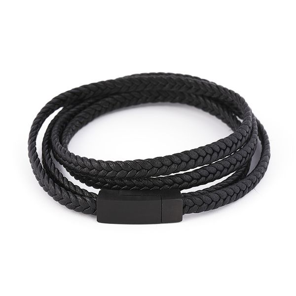 

new fashion bracelet with leather rope multi-layer bracelet made of stainless steel electroplated simple and elegant wrist strap, Golden;silver