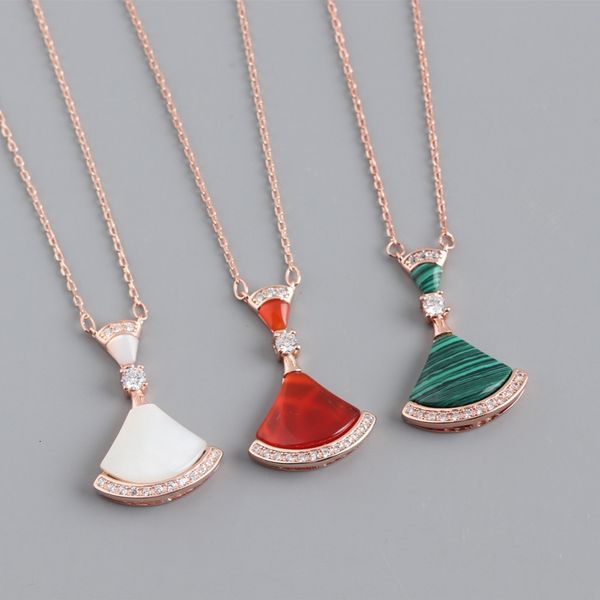 

s925 sterling silver fan small red skirt necklace female niche design sense white fritillaria online celebrity short shell choker