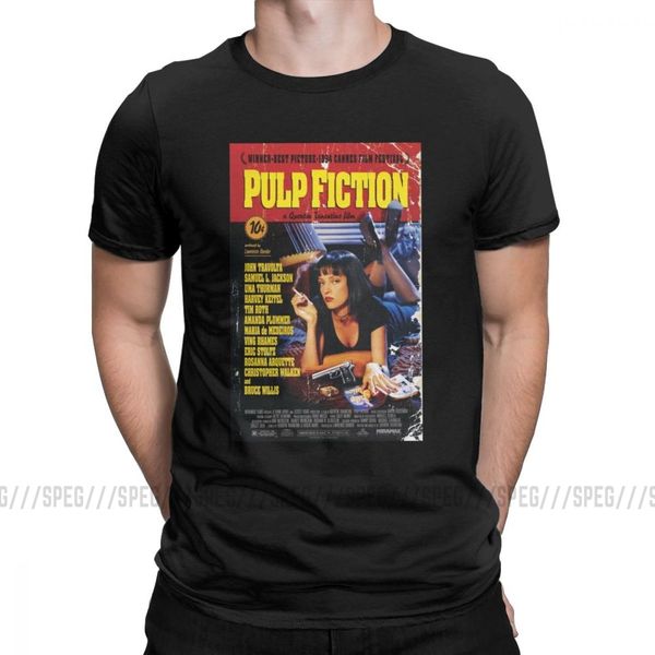 

men t-shirts pulp fiction vintage 100% cotton tee short sleeve quentin tarantino t shirts crew neck plus size clothing for male
