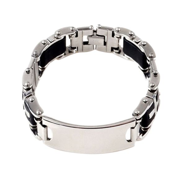 

мужчины браслет из нержавеющей стали звено цепи манжета браслет серебро черный каучуковый браслеты, Black