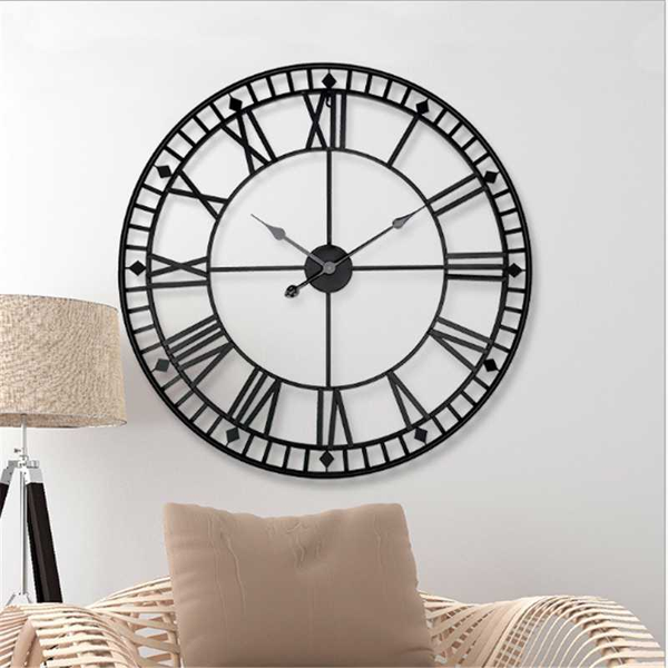 

nordic style retro wall clock big home clocks creative wrought iron design hanging clock decoration for living room l silent