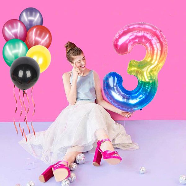 

40inch candy color number foil balloons digit air globos baby shower birthday party decorations kids party supplies wedding toys