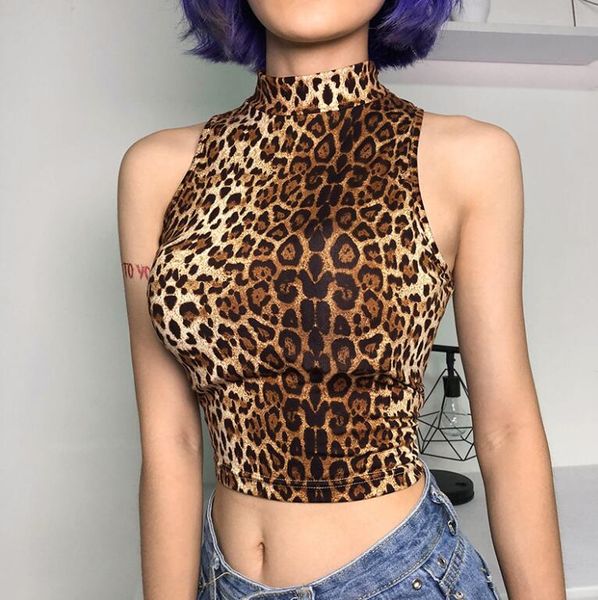 

2020 leopard bodycon crop camis women vintage bustier sleeveless leopard print tank beach casual tshirts clothes, White