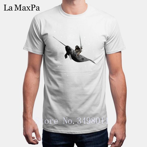 

printing sloth riding a narwhal in space t-shirt for men summer round neck tshirt mens solid color t shirt for men