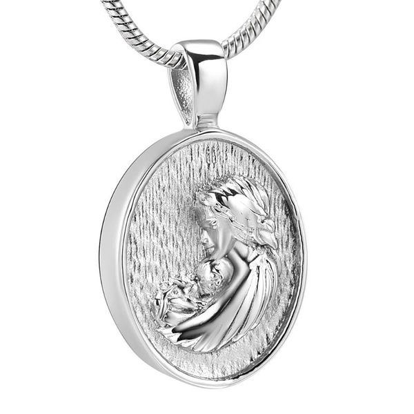 

ijd10730 stainless steel mom baby necklace cremation memorial pendant for ashes urn souvenir pendant keepsake jewelry, Silver